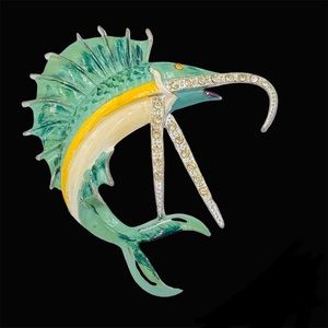 Vintage Enamel Swordfish or Marlin Brooch